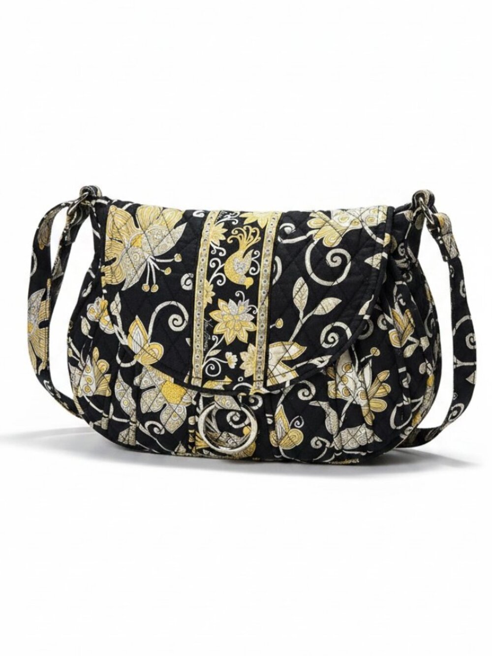 Vera Bradley Retired Yellow Bird Print Quilted Crossbody Bag Magnetic Flap NWOT - Picture 2 of 15